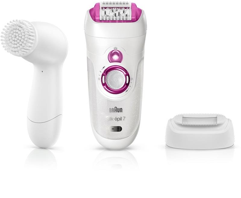 BRAUN Silk épil 7 (7539) epilatore Braun wet & dry 40 pinzette bianco e rosa + spazzola viso